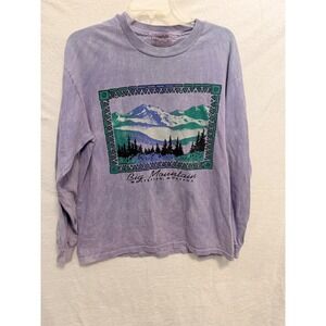 Vintage Guava Beach Big Mountain Whitefish Montana Long Sleeve T-Shirt Purple L